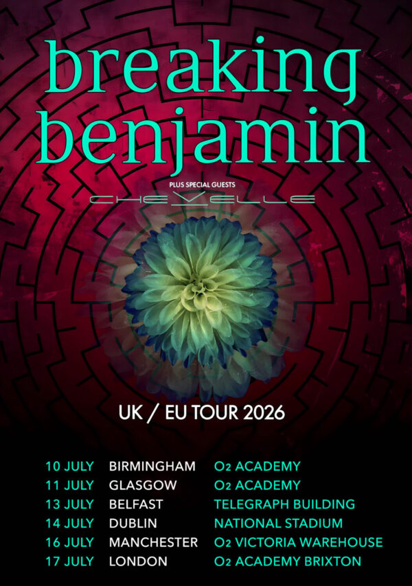 BREAKING BENJAMIN Live Summer 2026 UK & Ireland Tour Poster