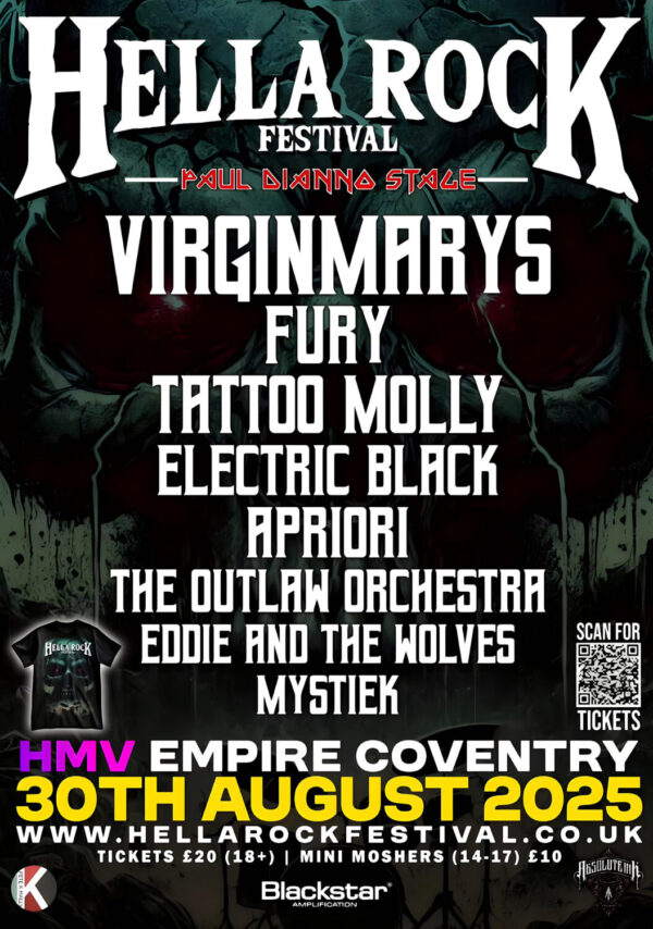 HELLA ROCK FESTIVAL 2025 The Virginmarys - Fury - Tattoo Molly Tour Poster Print