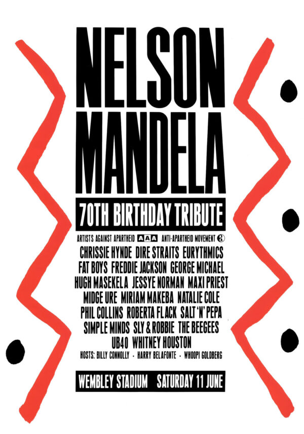 NELSON MANDELA 70th Birthday Tribute Show 1988 LONDON Wembley Stadium Poster Print
