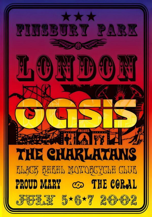 OASIS Heathen Chemistry 2002 UK Tour LONDON Finsbury Park Poster Print