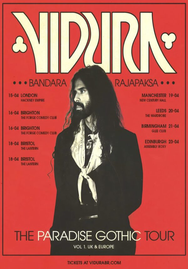 VIDURA BANDARA RAJAPAKSA The Paradise Gothic 2026 Stand Up Comedy Tour Poster