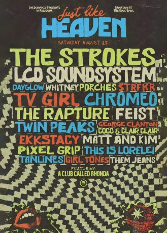 JUST LIKE HEAVEN Festival 2026 The Strokes - LCD Soundsystem Line-up Tour Poster