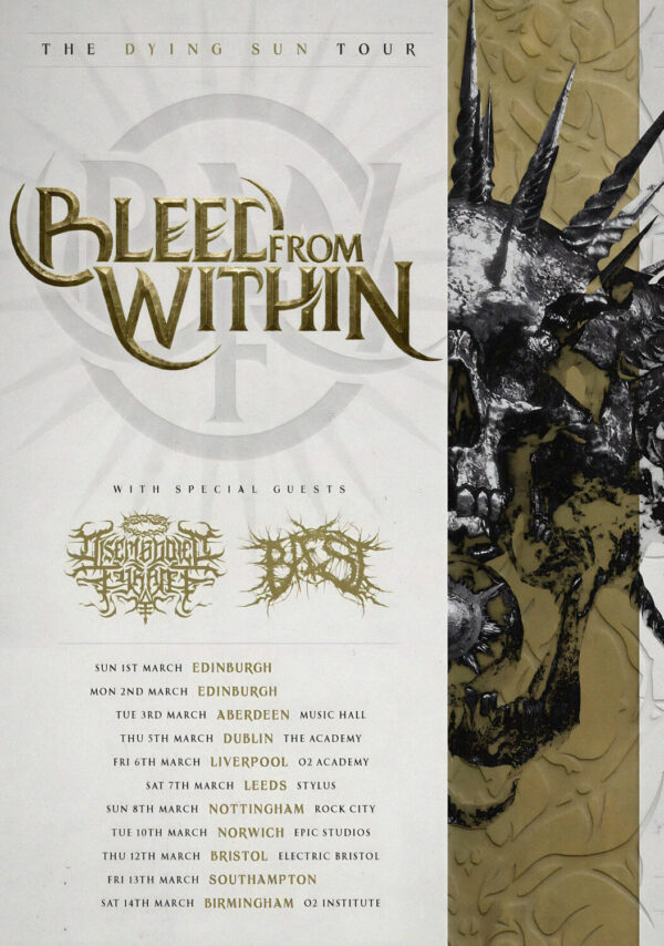 BLEED FROM WITHIN The Dying Sun 2026 UK Tour Poster Print