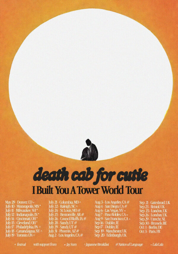 DEATH CAB FOR CUTIE I Built You A Tower 2026 World Tour Poster