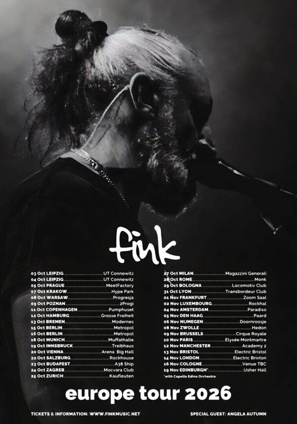 FINK The City Is Coming To Erase It All 2026 UK & Europe Tour Poster