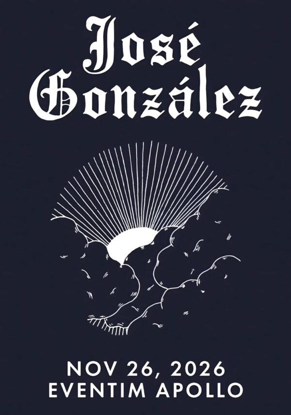 JOSE GONZALEZ. Against the Dying of the Light 2026 UK Tour LONDON Apollo Poster
