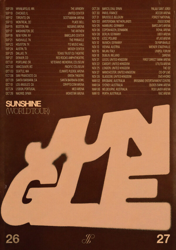 JUNGLE (band) Sunshine 2026 World Tour Poster
