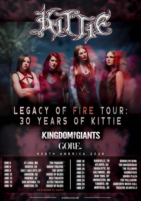 KITTIE Legacy Of Fire 2026 North American Tour Poster
