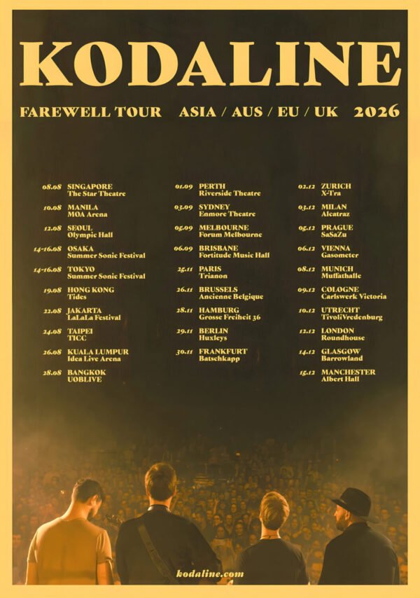 KODALINE Farewell 2026 World Tour Poster