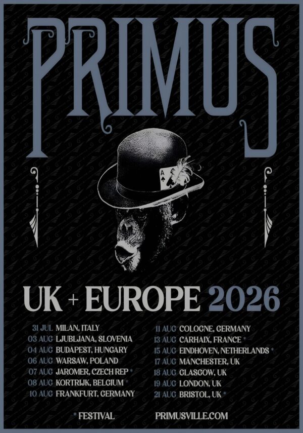 PRIMUS (band) Live 2026 UK & Europe Tour Poster