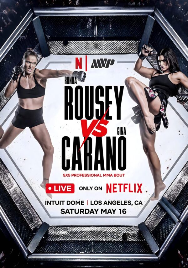 RONDA ROUSEY vs GINA CARANO Los Angeles 2026 MVP UFC Fight Poster