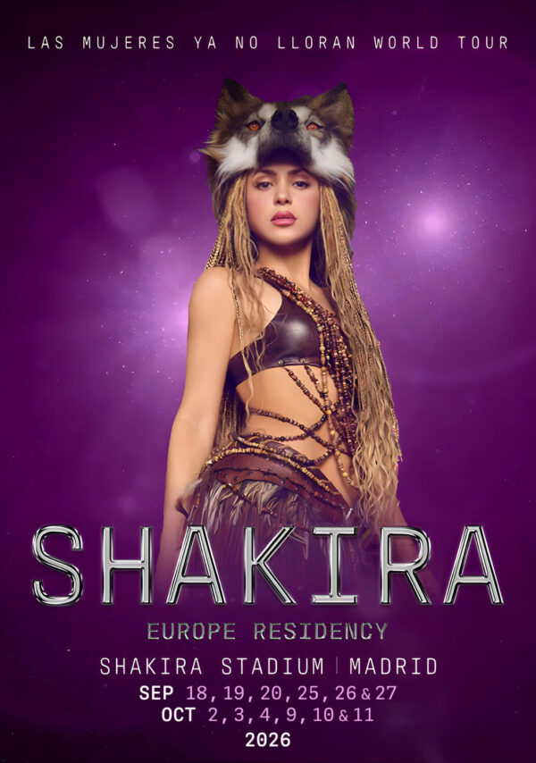 SHAKIRA Las Mujeres Ya No lloran 2026 Tour MADRID Sharia Stadium Poster Print