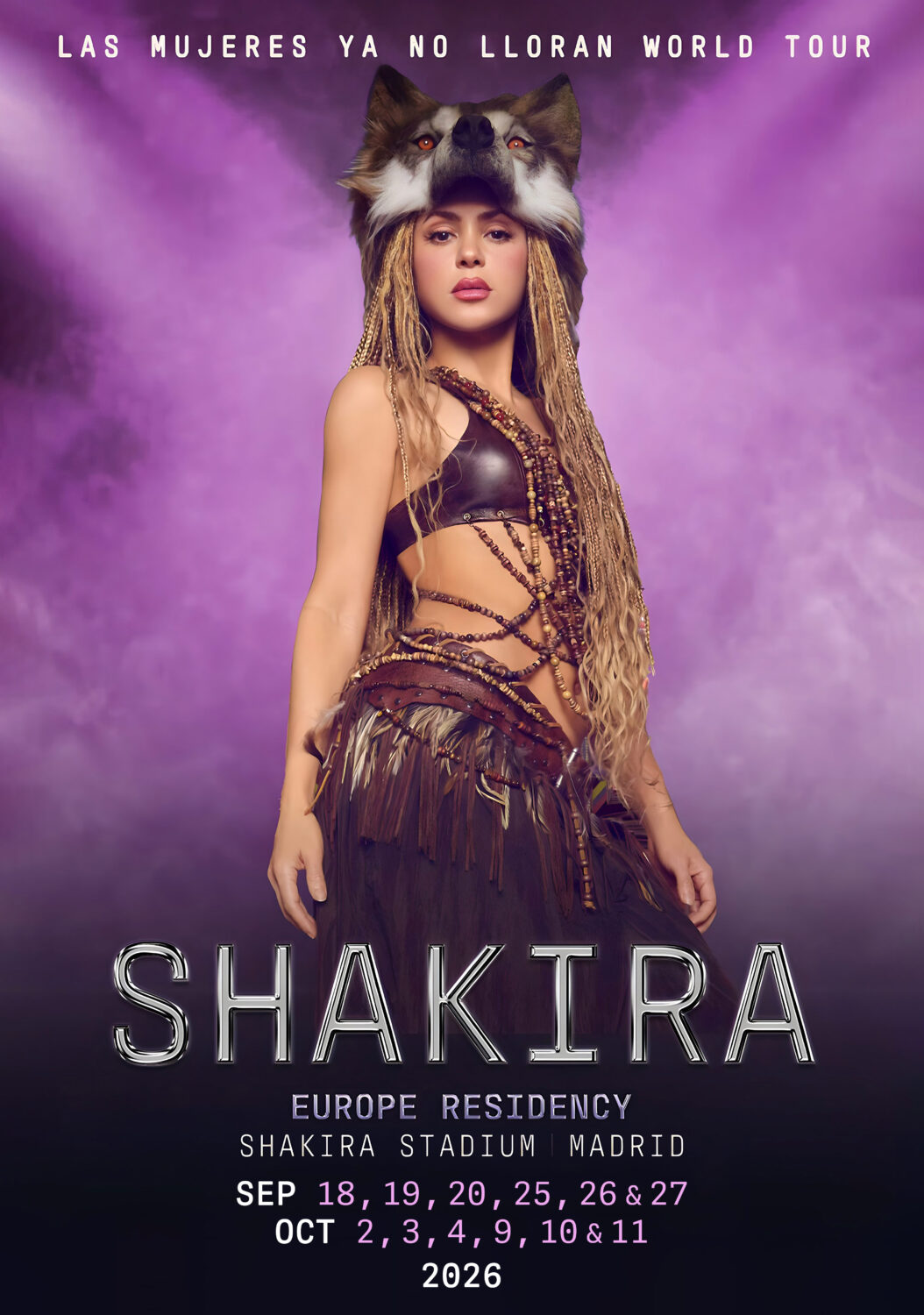 SHAKIRA Las Mujeres Ya No lloran 2026 Tour MADRID Sharia Stadium Poster Print