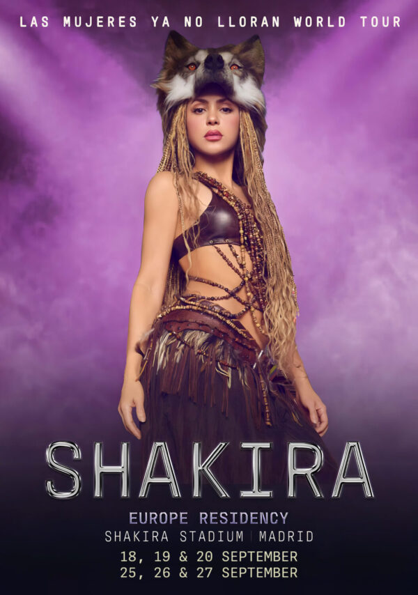 SHAKIRA Las Mujeres Ya No lloran 2026 Tour MADRID Sharia Stadium Poster