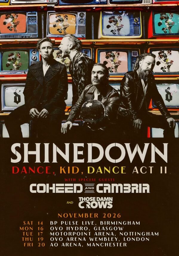 SHINEDOWN Dance Kid Dance 2026 UK Arena Tour Poster