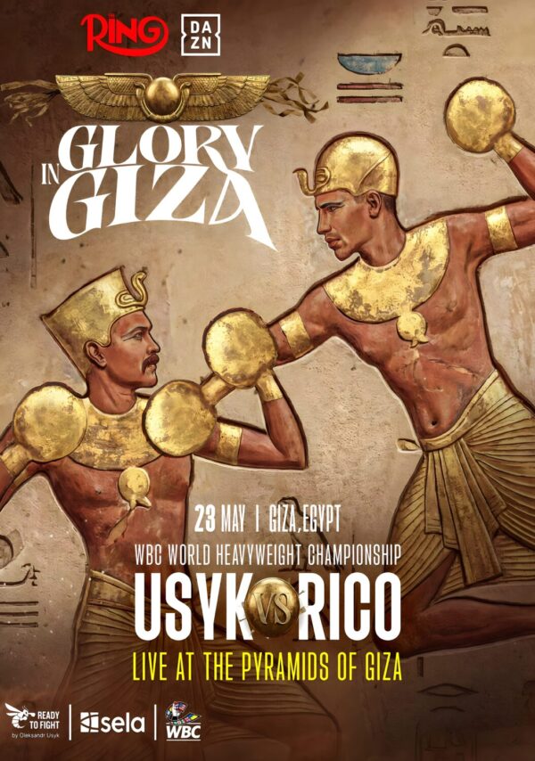 OLEKSANDR USYK vs RICO VERHOEVEN Glory in Giza Pyramids 2026 Boxing Fight Poster