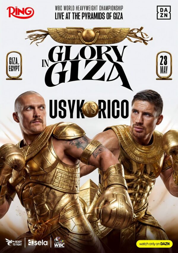 OLEKSANDR USYK vs RICO VERHOEVEN Glory in Giza Pyramids 2026 Boxing Fight Poster