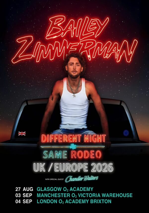 BAILEY ZIMMERMAN Different Night 2026 UK Tour Poster