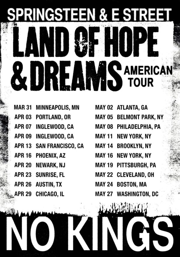 BRUCE SPRINGSTEEN & E Street Band Land of Hopes & Dreams 2026 American Tour Poster Print