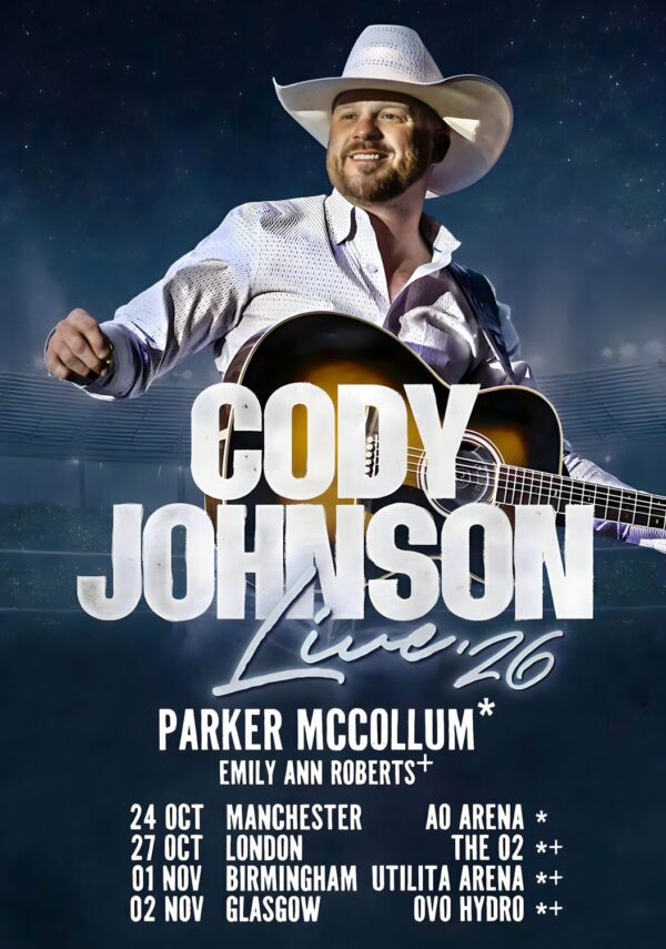 CODY JOHNSON Blame Texas Live 2026 UK Arena Tour Poster