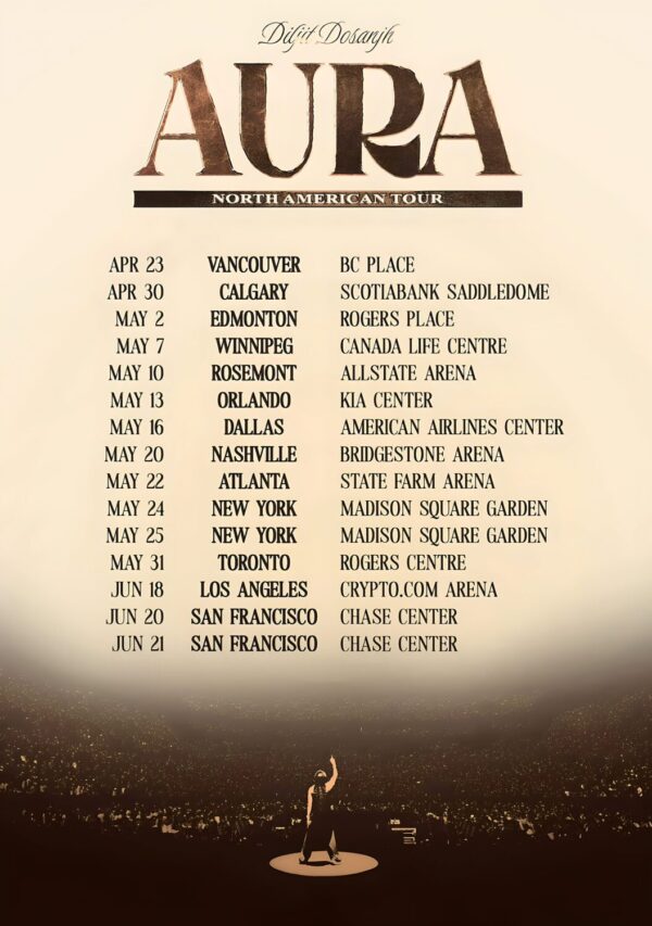 DILJIT DOSANJH Aura 2026 North American Arena Tour Poster