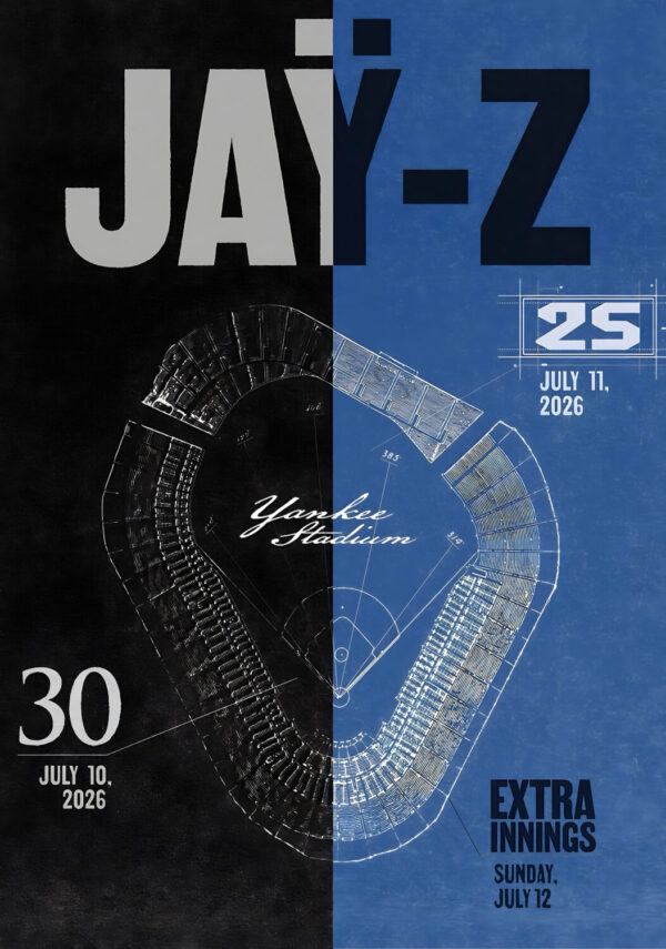 JAY Z Reasonable Doubt - Blueprint 2026 Tour NEW YORK Yankees Stadium Poster