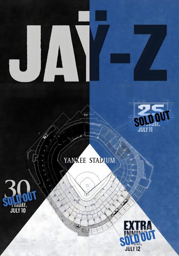 JAY Z Reasonable Doubt - Blueprint 2026 Tour NEW YORK Yankees Stadium Poster