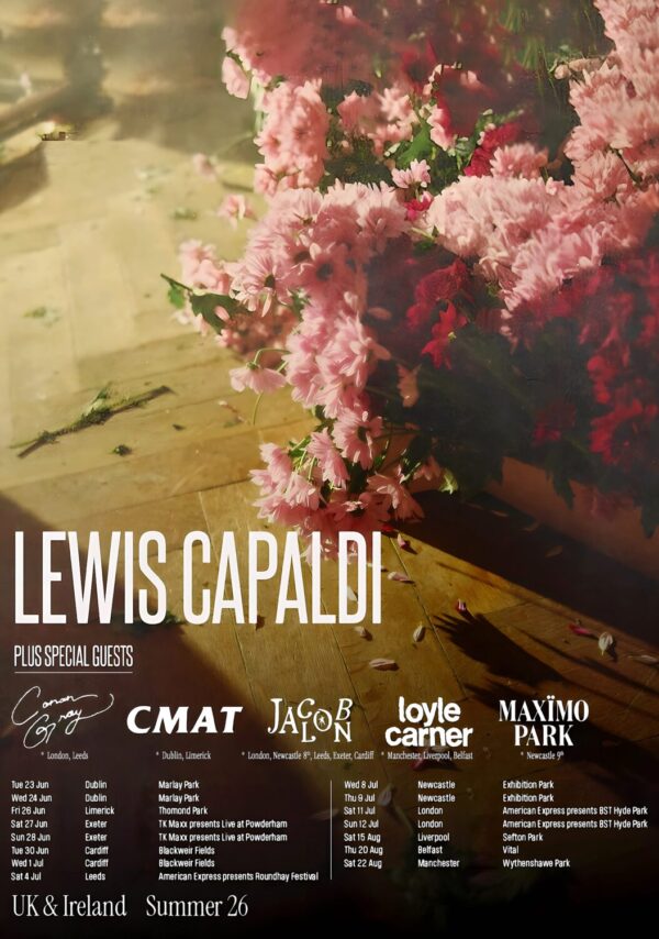 LEWIS CAPALDI Survive 2026 UK & Ireland Summer Tour Poster