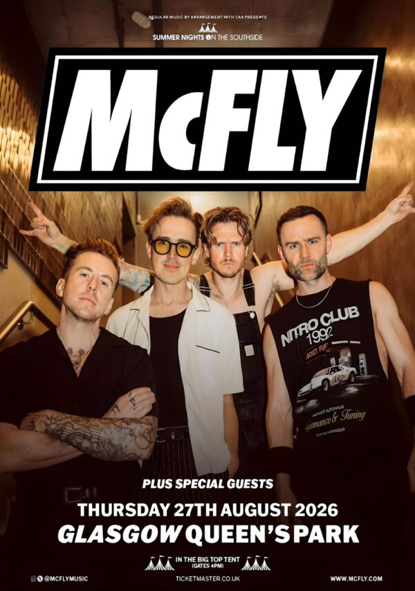 McFLY 21 Live 2026 Summer Tour GLASGOW Queen's Park Poster