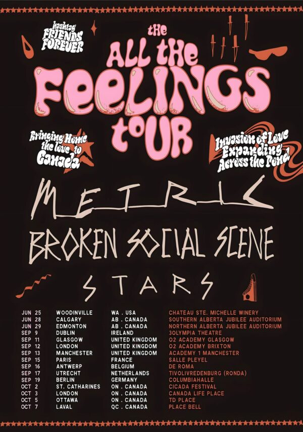 METRIC - BROKEN SOCIAL SCENE All The Feelings 2026 World Tour Poster
