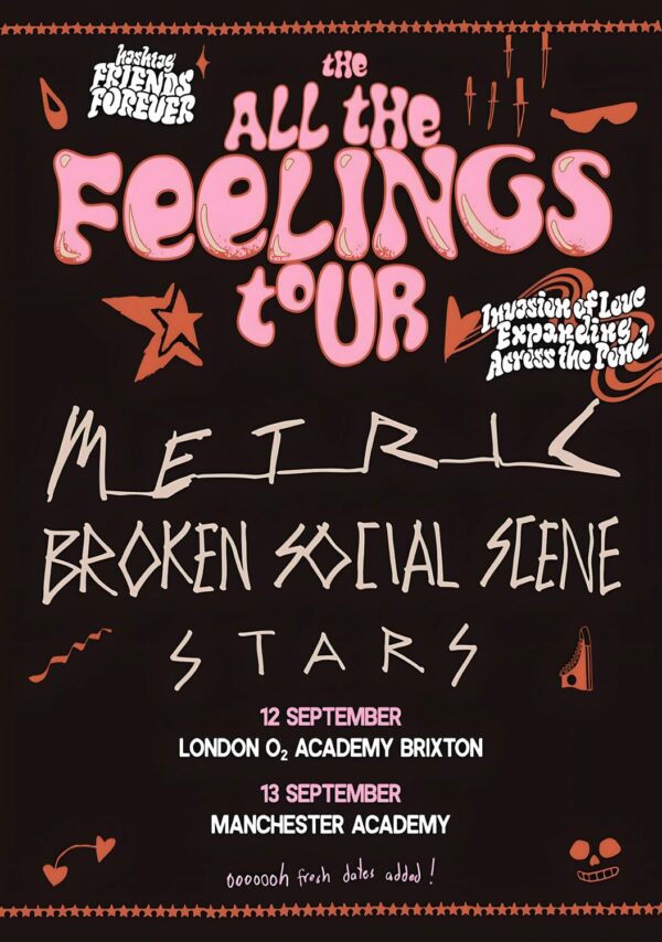 METRIC - BROKEN SOCIAL SCENE All The Feelings 2026 UK Tour LONDON - MANCHESTER Poster