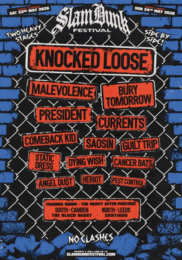 SLAMDUNK Festival 2026 Knocked Loose - Malevolence Line-up Tour Poster