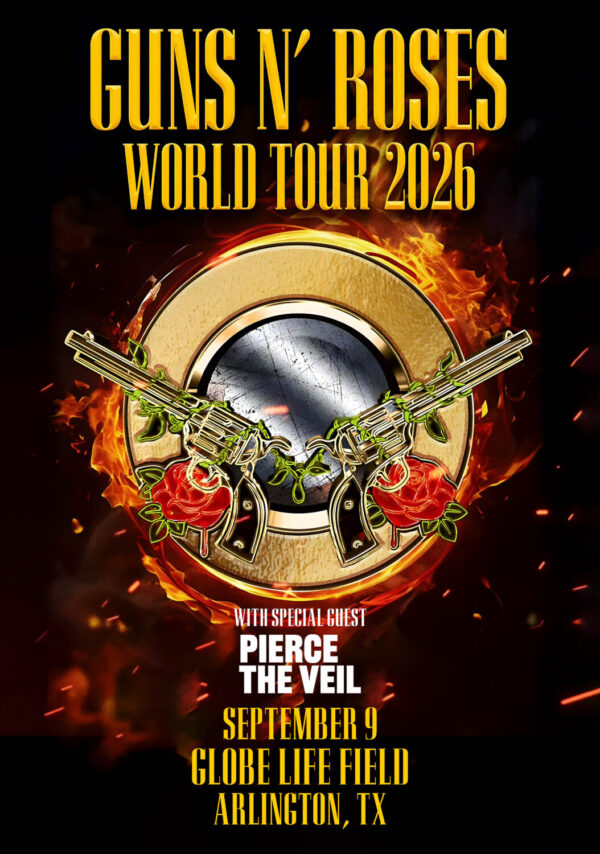 GUNS N ROSES World Tour 2026 Live ARLINGTON Globe Life Field Poster Print