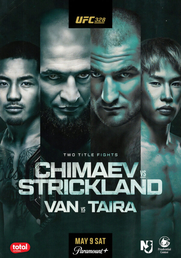 UFC 328 Khamzat Chimaev vs. Sean Strickland 2026 Fight MMA New Jersey Poster Print