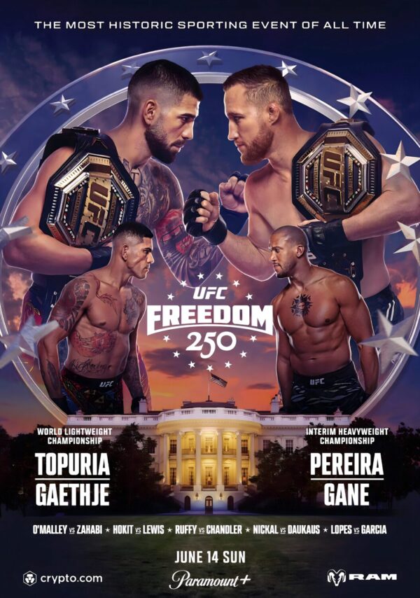 UFC Freedom 250 Ilia Topuria vs. Justin Gaethje 2026 Fight UFC White House Poster Print