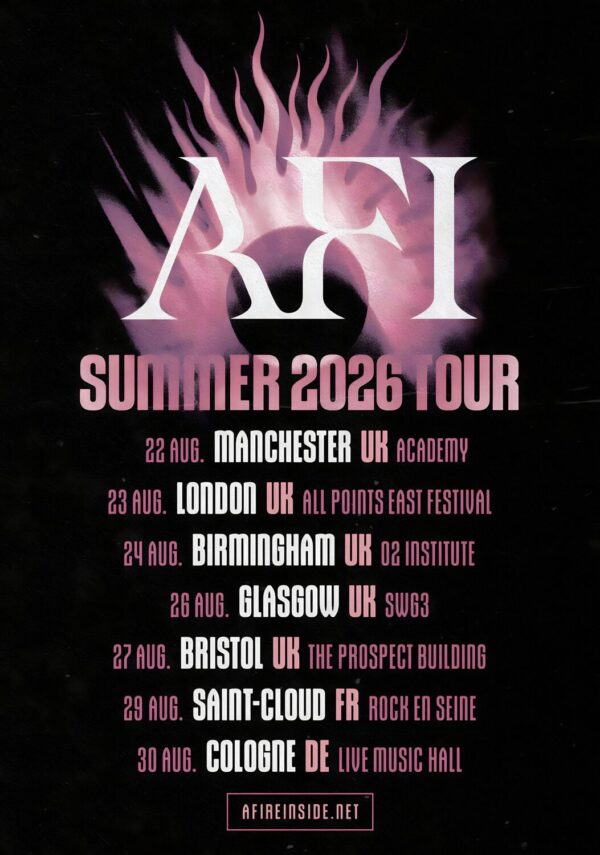 AFI (band) Silver Bleeds the Black Sun 2026 UK Tour Poster