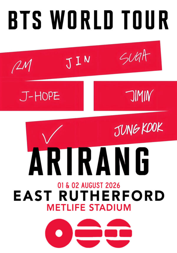 BTS (band) Arirang 2026 UK Tour EAST RUTHERFORD MetLife Stadium Poster Print