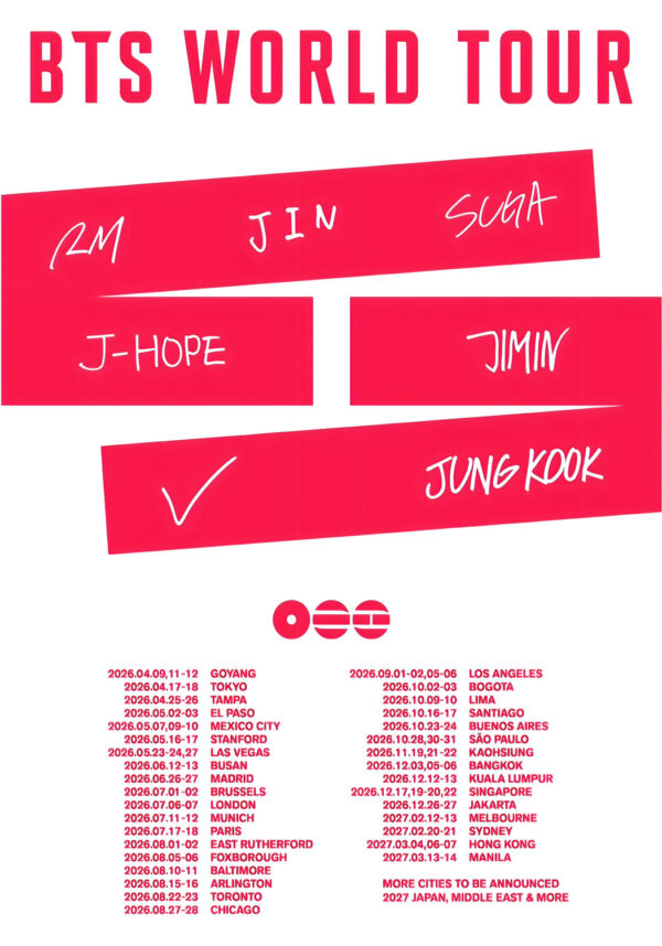 BTS (band) Arirang 2026 World Tour Poster Print