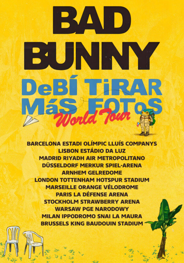 BAD BUNNY Debí Tirar Más Fotos 2026 UK & Europe City Tour Poster Print