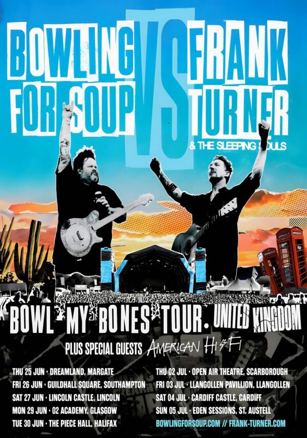 BOWLING FOR SOUP - FRANK TURNER Bowl My Bones 2026 UK Tour Poster