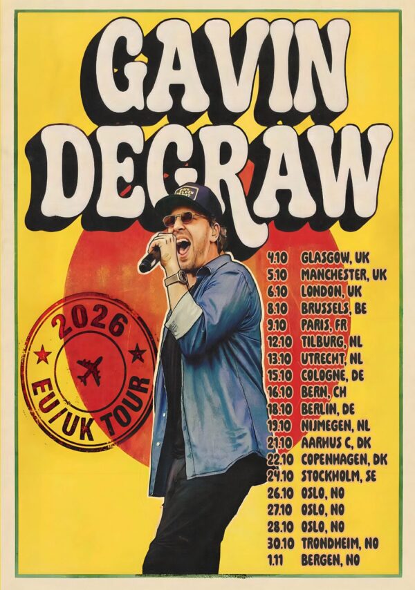 GAVIN DEGRAW Live 2026 UK & Europe Tour Poster