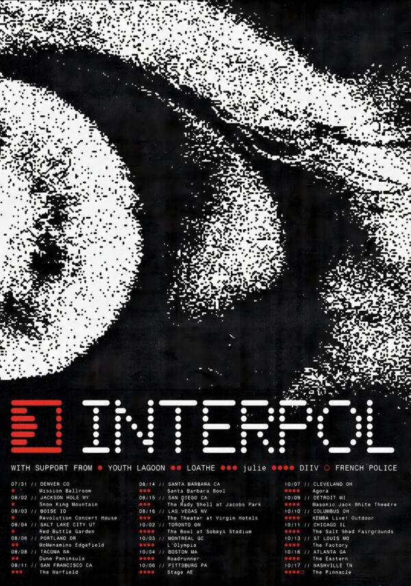 INTERPOL (band) Live Summer 2026 North American Tour Poster
