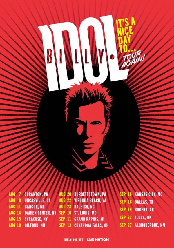 BILLY IDOL It's A Nice Day To... Tour Again 2026 North America Poster