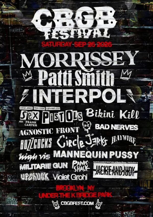 CBGB FESTIVAL 2026 Morrissey - Patti Smith - Interpol NEW YORK Tour Poster