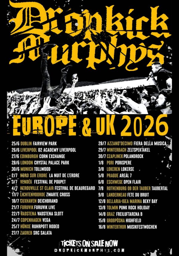 DROPKICK MURPHYS New England Forever 2026 UK & Europe Tour Poster