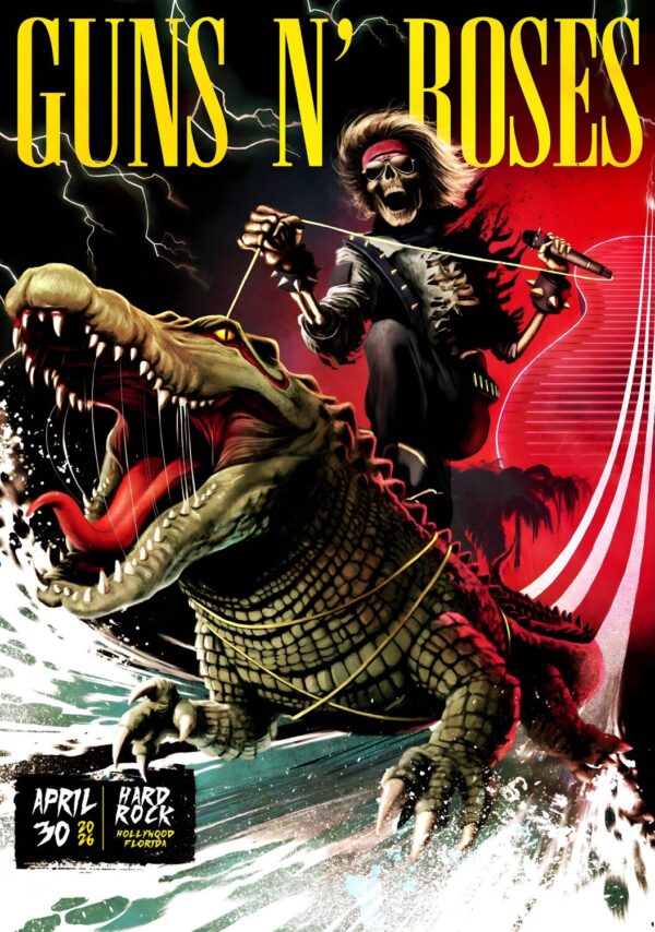 GUNS N ROSES World Tour 2026 Live HOLLYWOOD Hard Rock Poster Print