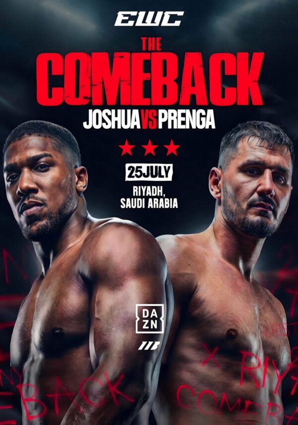 ANTHONY JOSHUA vs KRISTIAN PRENGA The Comeback Riyadh 2026 Boxing Fight Poster