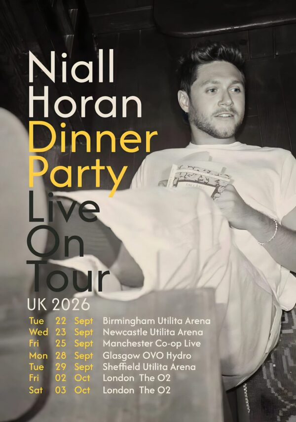 NIALL HORAN Dinner Party Live 2026 UK Arena Tour Poster