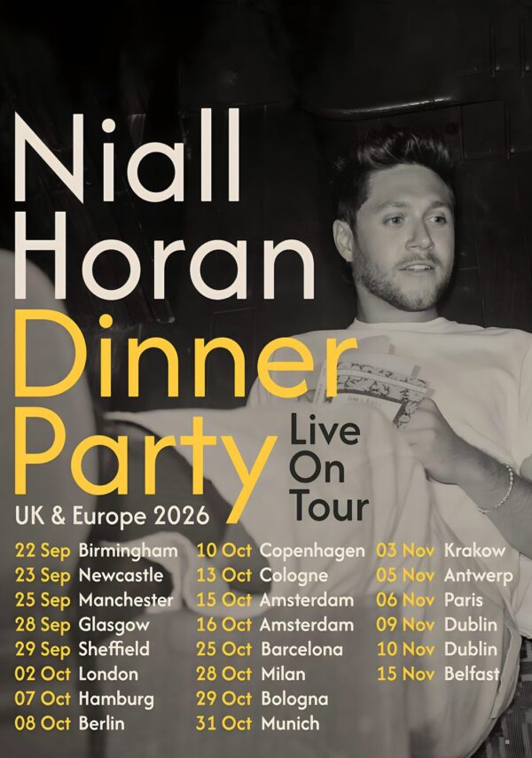 NIALL HORAN Dinner Party Live 2026 UK & Europe Tour Poster