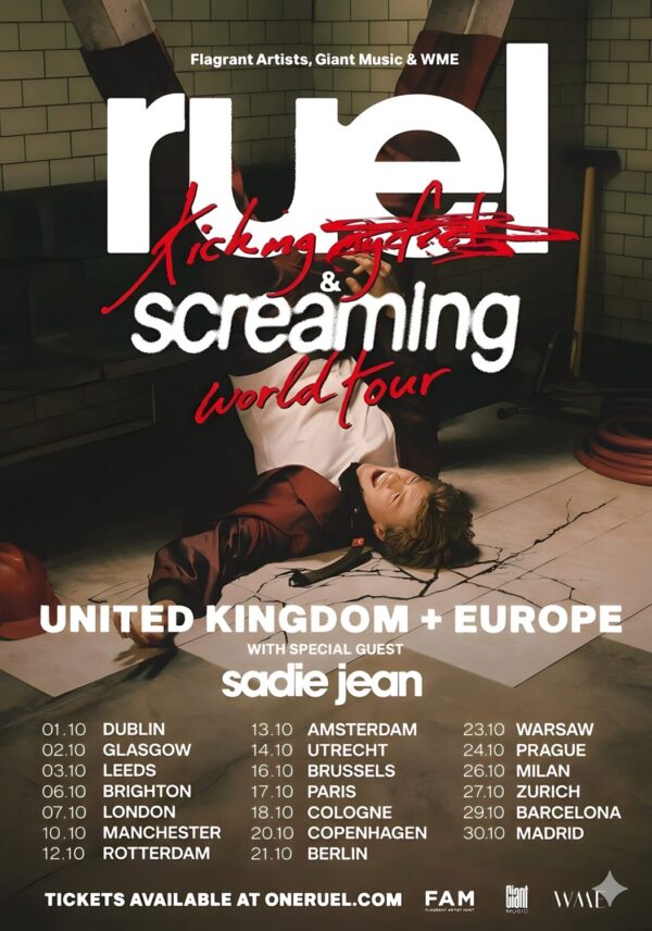 RUEL Kicking My Feet & Screaming 2026 UK & Europe Tour Poster